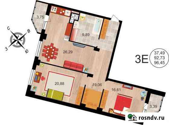 3-комнатная квартира, 96 м², 11/20 эт. на продажу в Липецке Липецк