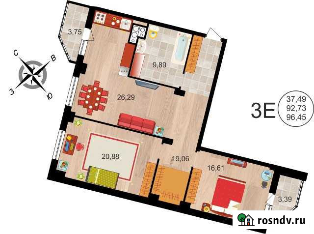 3-комнатная квартира, 96 м², 11/20 эт. на продажу в Липецке Липецк - изображение 1