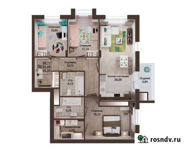 3-комнатная квартира, 95 м², 3/25 эт. на продажу в Рязани Рязань - изображение 1