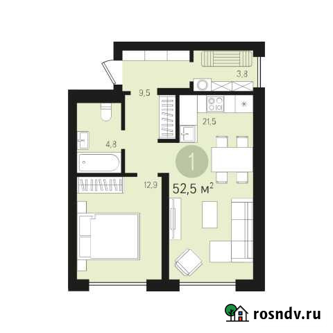 1-комнатная квартира, 52 м², 1/16 эт. на продажу в Сургуте Сургут - изображение 1
