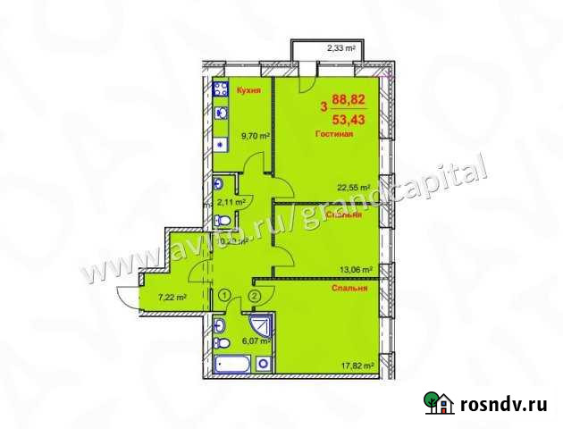 3-комнатная квартира, 89 м², 2/4 эт. на продажу в Ульяновске Ульяновск - изображение 1