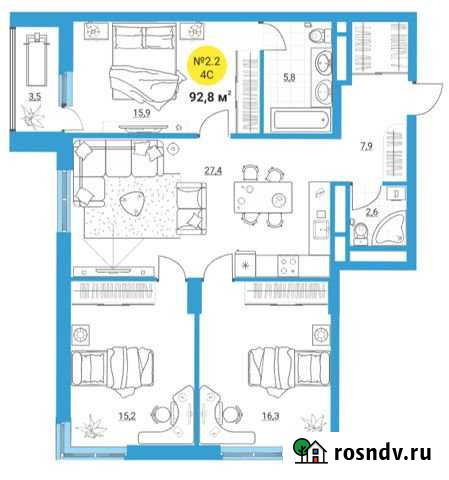 4-комнатная квартира, 92 м², 30/32 эт. на продажу в Екатеринбурге Екатеринбург - изображение 1