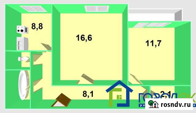 2-комнатная квартира, 51 м², 2/9 эт. на продажу в Железногорске Красноярского края Железногорск - изображение 1
