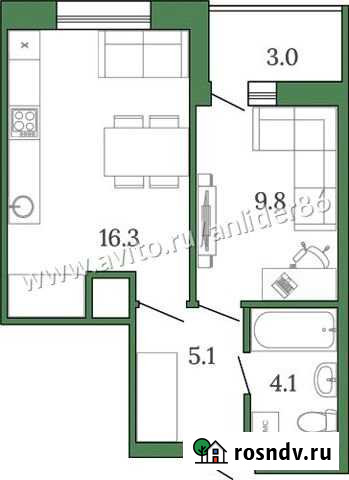 Квартира-студия, 38 м², 13/16 эт. на продажу в Сургуте Сургут - изображение 1