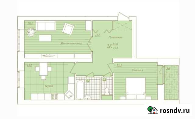 2-комнатная квартира, 74 м², 11/12 эт. на продажу в Обнинске Обнинск - изображение 1