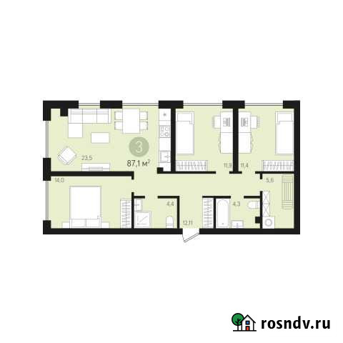 3-комнатная квартира, 87 м², 1/8 эт. на продажу в Сургуте Сургут - изображение 1