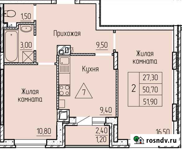 2-комнатная квартира, 51 м², 2/4 эт. на продажу в Батайске Батайск - изображение 1