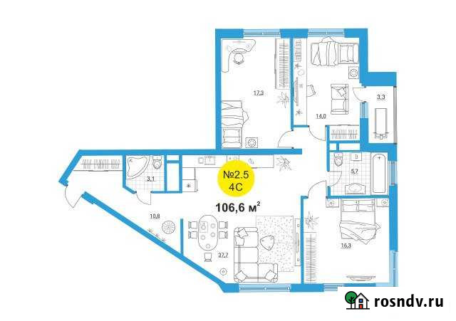 4-комнатная квартира, 106 м², 20/32 эт. на продажу в Екатеринбурге Екатеринбург - изображение 1