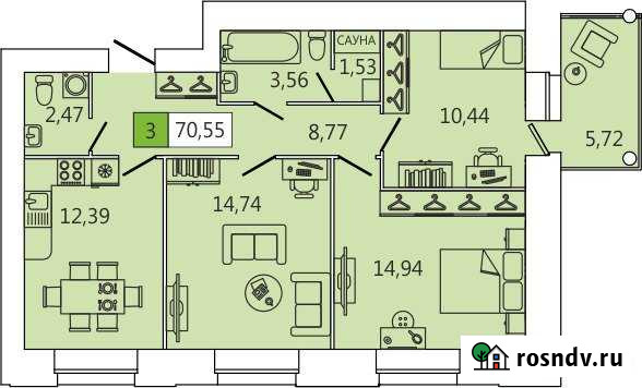 3-комнатная квартира, 71 м², 10/11 эт. на продажу в Северодвинске Северодвинск - изображение 1