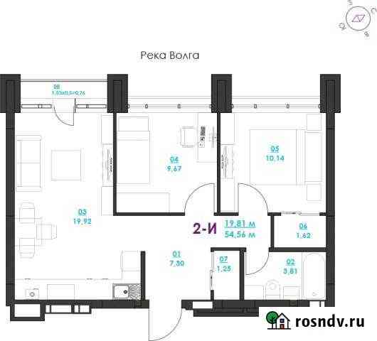 2-комнатная квартира, 54 м², 2/19 эт. на продажу в Астрахани Астрахань