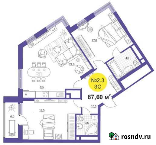 4-комнатная квартира, 92 м², 20/32 эт. на продажу в Екатеринбурге Екатеринбург - изображение 1