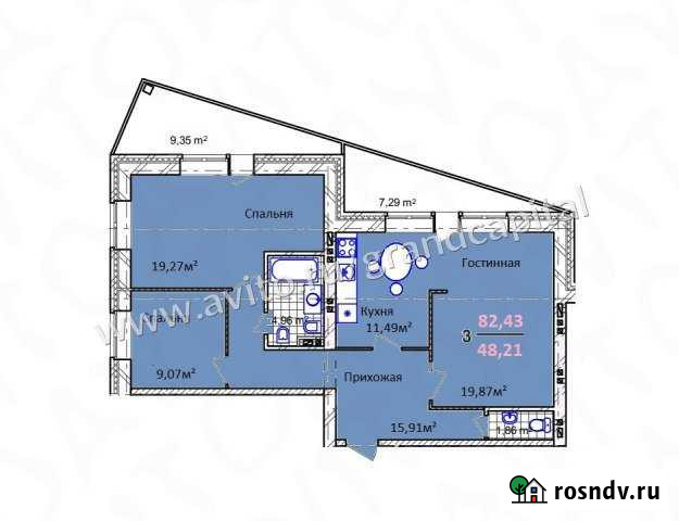 3-комнатная квартира, 82 м², 3/7 эт. на продажу в Ульяновске Ульяновск - изображение 1