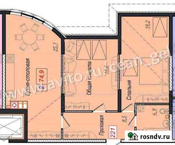 2-комнатная квартира, 74 м², 7/7 эт. на продажу в Геленджике Геленджик