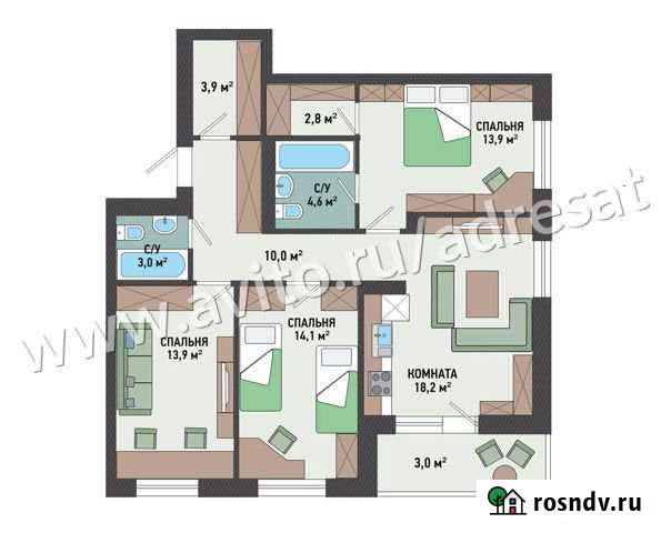 3-комнатная квартира, 87 м², 5/23 эт. на продажу в Волгограде Волгоград - изображение 1