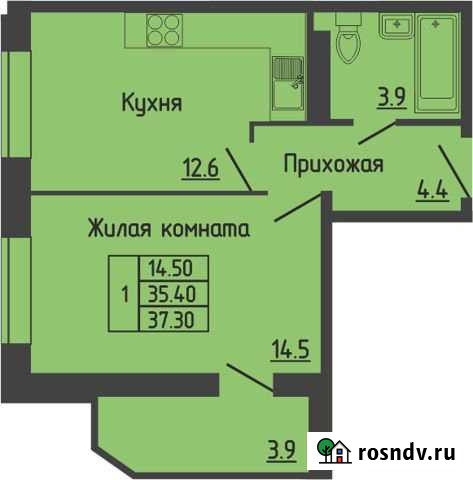 1-комнатная квартира, 37 м², 13/17 эт. на продажу в Чебоксарах Чебоксары - изображение 1