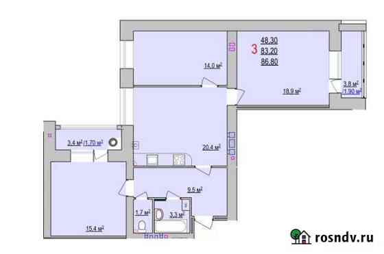 3-комнатная квартира, 86 м², 5/8 эт. на продажу в Белгороде Белгород