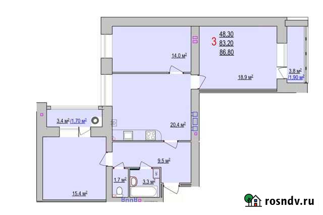 3-комнатная квартира, 86 м², 5/8 эт. на продажу в Белгороде Белгород - изображение 1