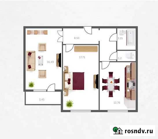 2-комнатная квартира, 60 м², 3/10 эт. на продажу в Брянске Брянск - изображение 1