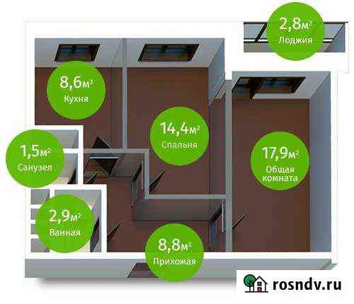2-комнатная квартира, 56 м², 15/21 эт. на продажу в Обнинске Обнинск