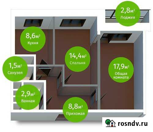 2-комнатная квартира, 56 м², 15/21 эт. на продажу в Обнинске Обнинск - изображение 1