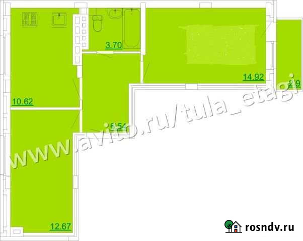 2-комнатная квартира, 51 м², 5/5 эт. на продажу в Туле Тула - изображение 1