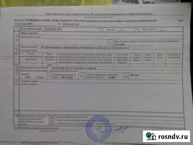 Участок ИЖС 105 сот. на продажу в Данилове Данилов - изображение 1