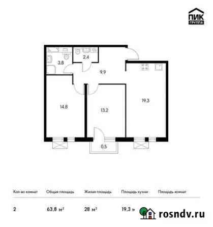 2-комнатная квартира, 63 м², 15/15 эт. на продажу в Обнинске Обнинск