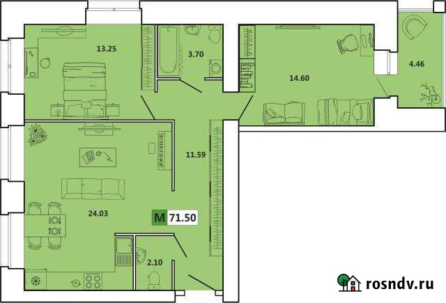 3-комнатная квартира, 72 м², 3/10 эт. на продажу в Архангельске Архангельск - изображение 1