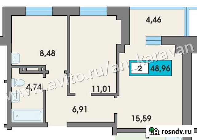 2-комнатная квартира, 49 м², 3/10 эт. на продажу в Сосновоборске Красноярского края Сосновоборск - изображение 1