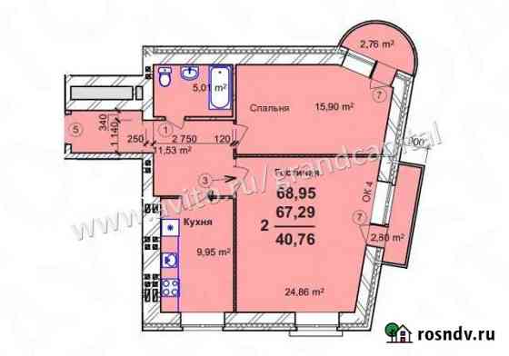 2-комнатная квартира, 69 м², 4/6 эт. на продажу в Ульяновске Ульяновск