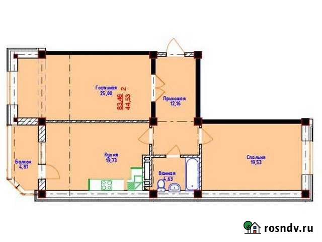 2-комнатная квартира, 83 м², 5/9 эт. на продажу в Черкесске Черкесск - изображение 1