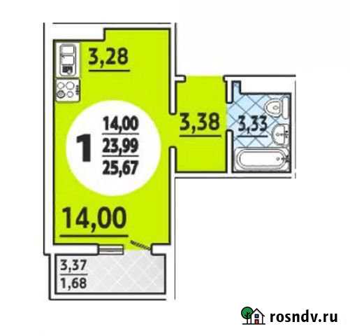 Квартира-студия, 25 м², 4/18 эт. на продажу в Ростове-на-Дону Ростов-на-Дону - изображение 1