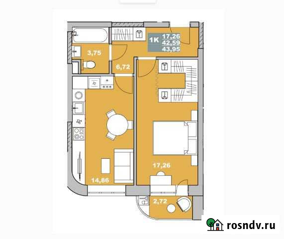 1-комнатная квартира, 44 м², 11/14 эт. на продажу в Обнинске Обнинск - изображение 1