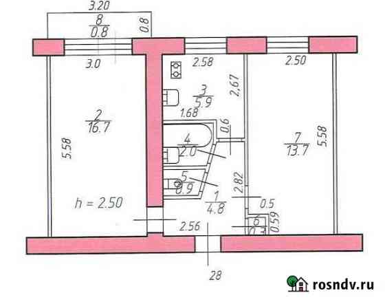 2-комнатная квартира, 44 м², 3/5 эт. на продажу в Алексине Алексин