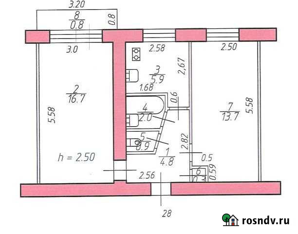 2-комнатная квартира, 44 м², 3/5 эт. на продажу в Алексине Алексин - изображение 1