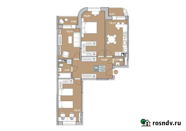 3-комнатная квартира, 88 м², 4/14 эт. на продажу в Обнинске Обнинск - изображение 1