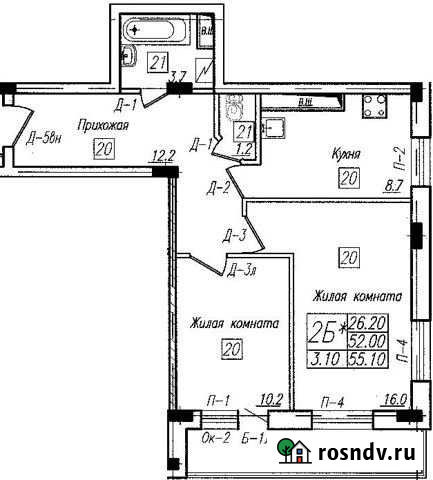 2-комнатная квартира, 52 м², 17/17 эт. на продажу в Липецке Липецк - изображение 1