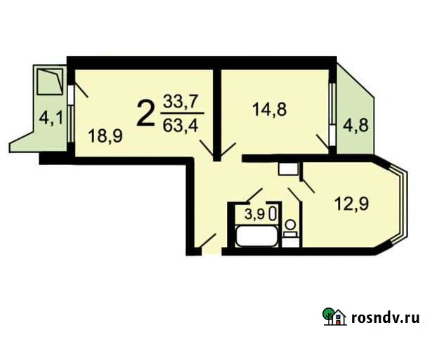 2-комнатная квартира, 64 м², 5/17 эт. на продажу в Одинцово Одинцово - изображение 1