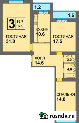 4-комнатная квартира, 99 м², 11/14 эт. на продажу в Калининграде Калининград - изображение 1