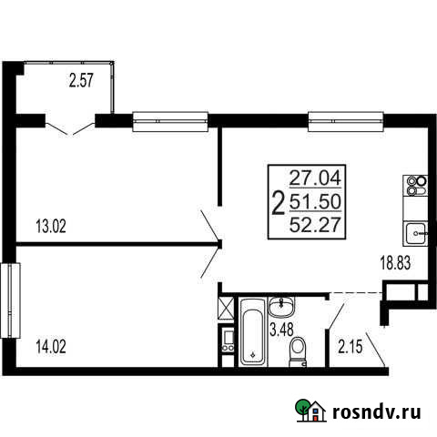 2-комнатная квартира, 52 м², 4/17 эт. на продажу в Лыткарино Лыткарино - изображение 1