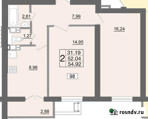 2-комнатная квартира, 55 м², 1/16 эт. на продажу в Смоленске Смоленск - изображение 1