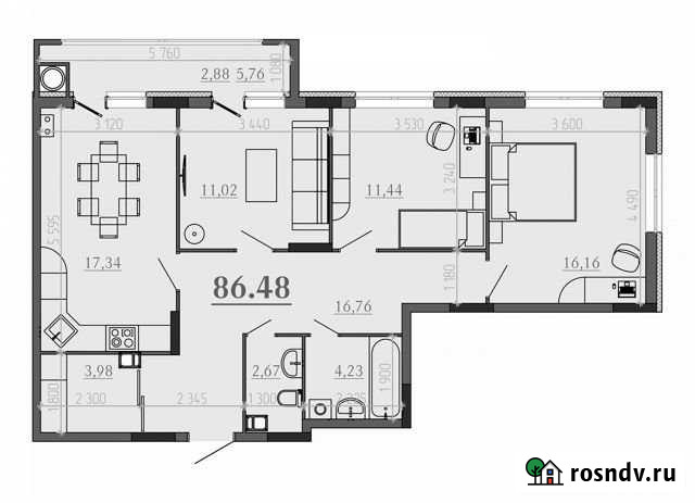 3-комнатная квартира, 86 м², 2/18 эт. на продажу в Рязани Рязань - изображение 1