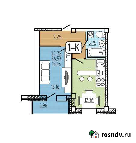 1-комнатная квартира, 37 м², 8/9 эт. на продажу в Улан-Удэ Улан-Удэ - изображение 1