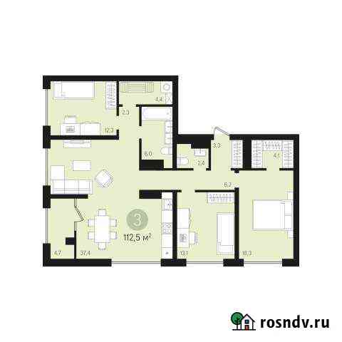3-комнатная квартира, 112 м², 2/16 эт. на продажу в Сургуте Сургут