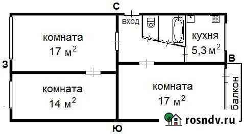 3-комнатная квартира, 62 м², 5/5 эт. на продажу в Светлом Калининградской области Светлый