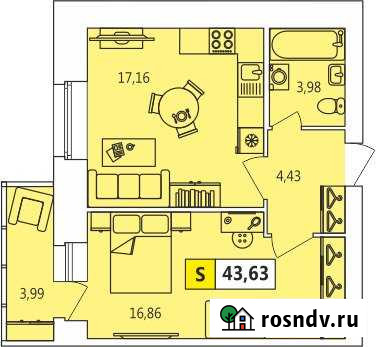 2-комнатная квартира, 44 м², 14/14 эт. на продажу в Архангельске Архангельск - изображение 1