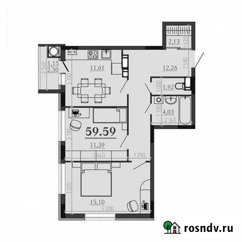 2-комнатная квартира, 60 м², 14/18 эт. на продажу в Рязани Рязань - изображение 1