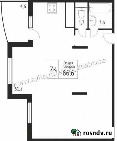 2-комнатная квартира, 66 м², 9/15 эт. на продажу в Костроме Кострома - изображение 1