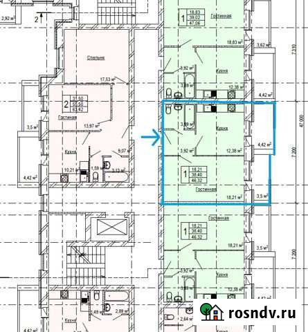 1-комнатная квартира, 46 м², 7/9 эт. на продажу в Куровском Куровское - изображение 1