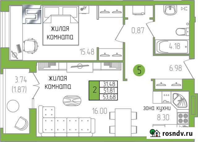 1-комнатная квартира, 47 м², 2/16 эт. на продажу в Кирове Киров - изображение 1